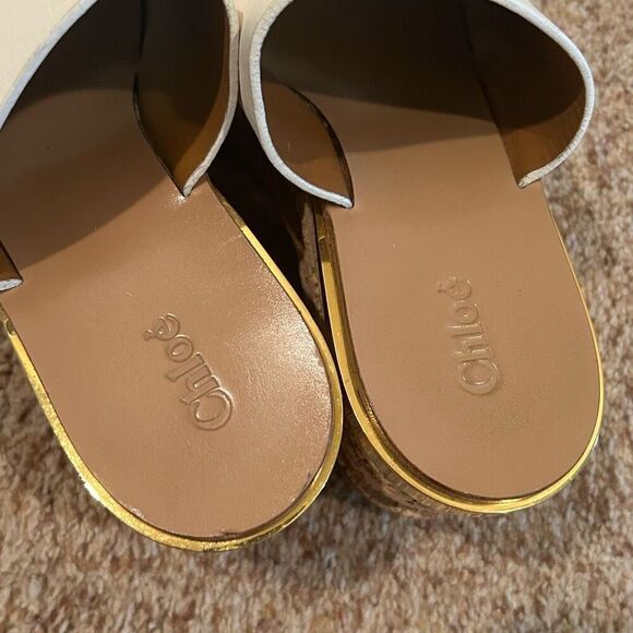 Chloe Wedge Sandal Leather White - Picture 2 of 13